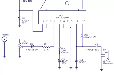 Mạch khuếch đại 6W sử dụng TA7222AP